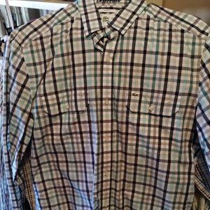 LACOSTE Button Down Multi Colored Plaid Shirt Size 40 Slim Fit
